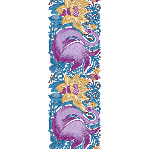 Swan Embroidery Border Design_175
