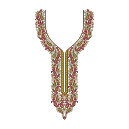 Paisley Style Neck Embroidery Design 387