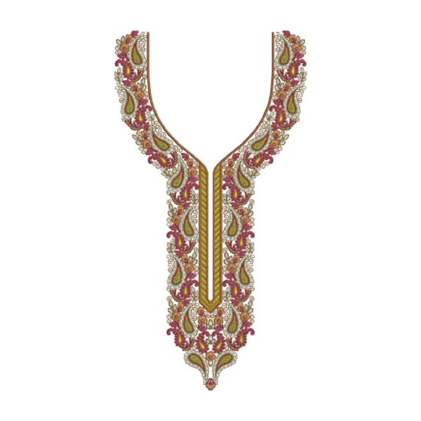 Paisley Style Neck Embroidery Design 387