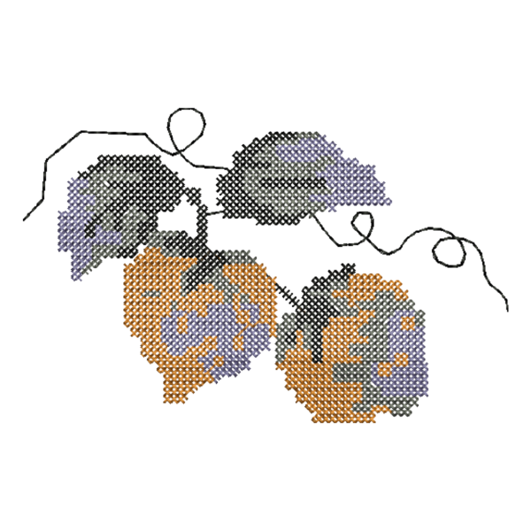 Stroberry Flower  Stitch Effect Applique Design_394