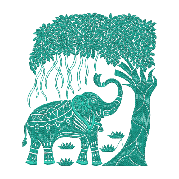 Tree With Elephant Applique Design_400